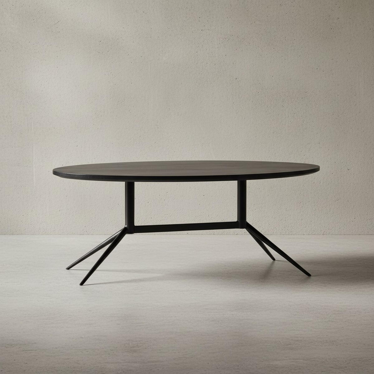 COUCHTISCH Oval in Schwarz aus Mango Massivholz und Metall, 90x50x35 cm mit natürlicher Holzmaserung - Schwarz, Holz/Metall (50/90/35cm) - KADIMA DESIGN
