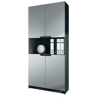 BÜROSCHRANK Logan Fronten in Hellgrau Seidenmatt - Greige, Holzwerkstoff (82/184/37cm) - Vladon