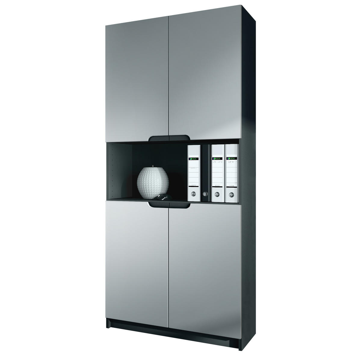 BÜROSCHRANK Logan Fronten in Hellgrau Seidenmatt - Greige, Holzwerkstoff (82/184/37cm) - Vladon