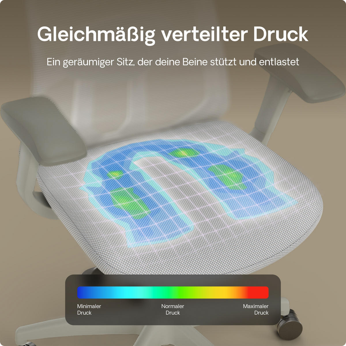 BÜROSTUHL Verstellbarer Ergonomischer SitOne Grau 4-Dimensional Armlehne, Integrierte 4-Wege-Lendenwirbelstütze - Grau, Kunststoff (60/125/68cm) - Desktronic