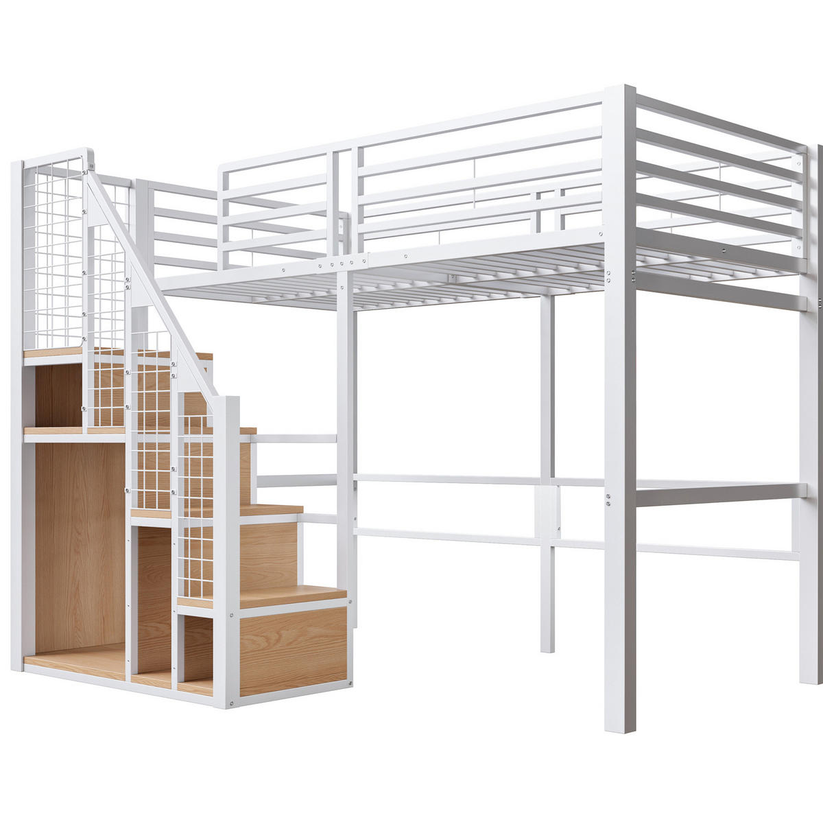 PATROVÁ postel 140/200 cm bílá z kovu a MDF s úložným prostorem - bílá, kov (90/200cm) - OKWISH