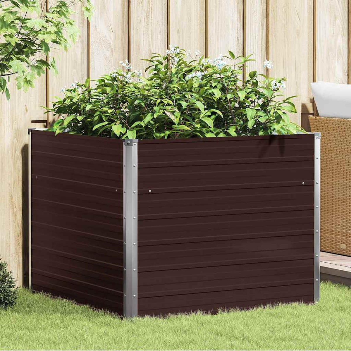 HOCHBEET Braun 100 x 100 x 77 cm - Braun, Metall (100/77/100cm) - furnicato