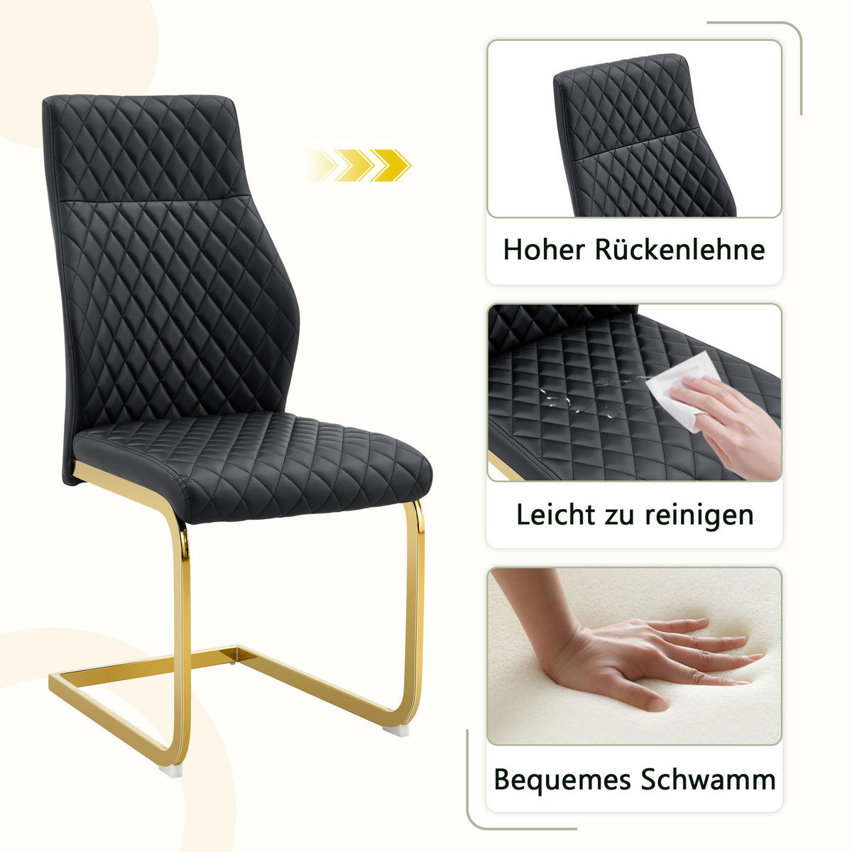 SCHWINGSTUHL DE-36566 2er-Set mit PU-Bezug und Metallrahmen Schwarz - Schwarz, Metall (63/100/43cm) - ComfortXL