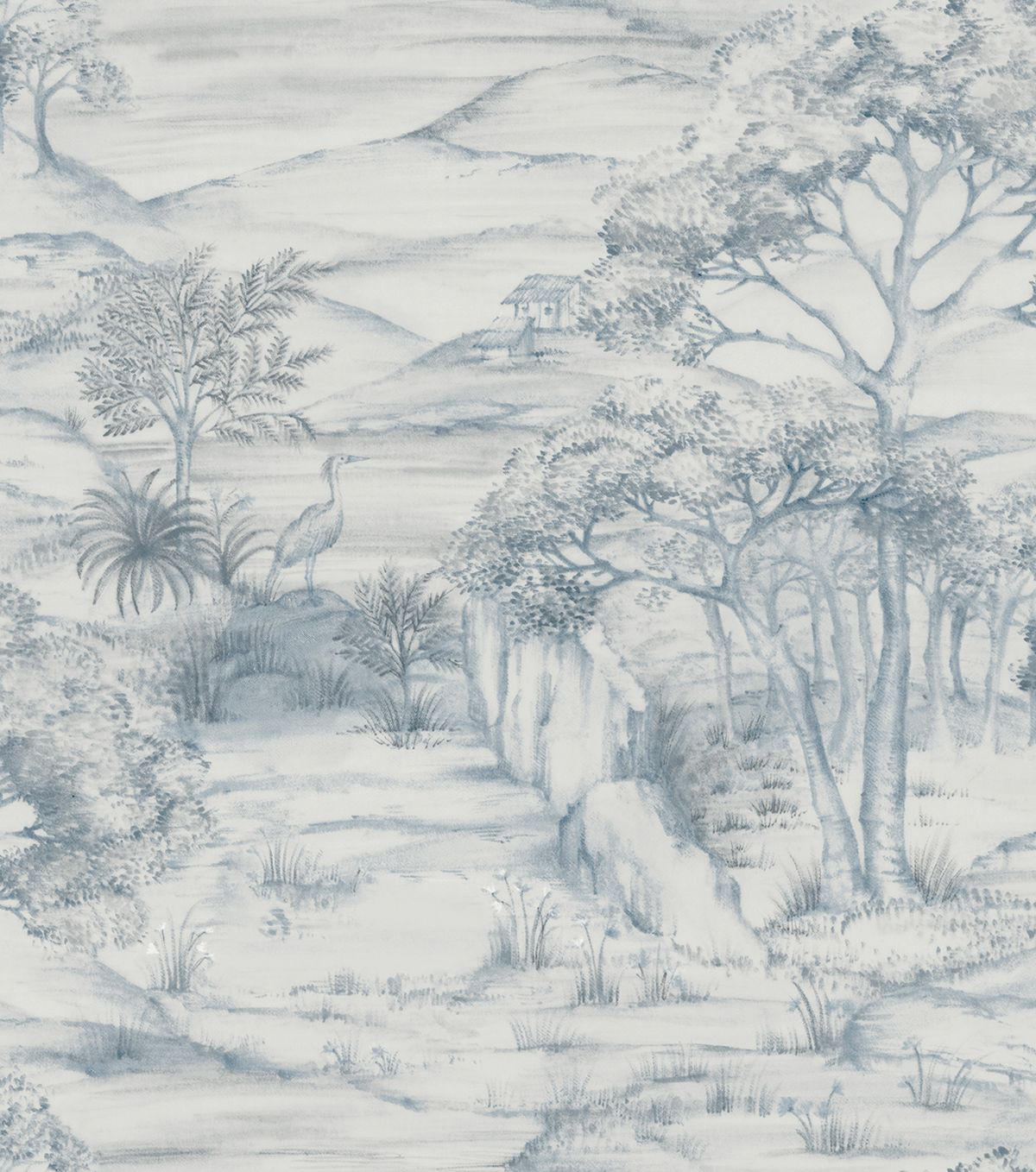 TAPETE Landschaft 53 cm x 10,05 m - Blau, Papier (53/1000cm) - Sanders & Sanders