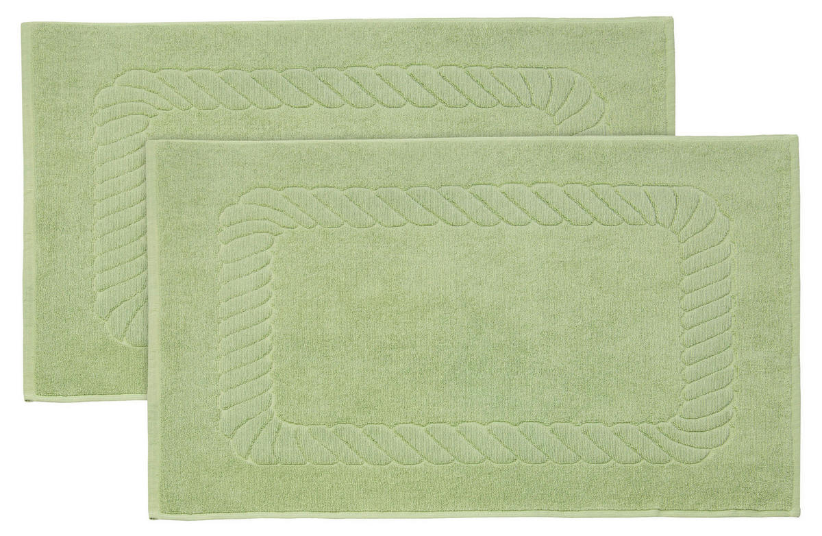 BADEMATTE, 2er-Set, 50x70 cm, 100% Baumwolle, Grün - Hellgrün, Textil (50/70cm) - Zollner