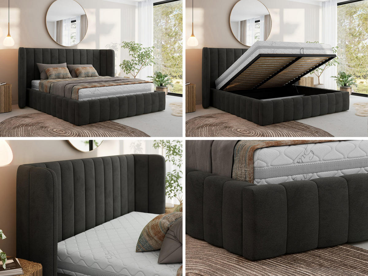 POLSTERBETT GOLETTA CLASSIC 180/200 - Dunkelgrau Velvet - Pocket-Matratze - Dunkelgrau, Textil (180/200cm) - MKS