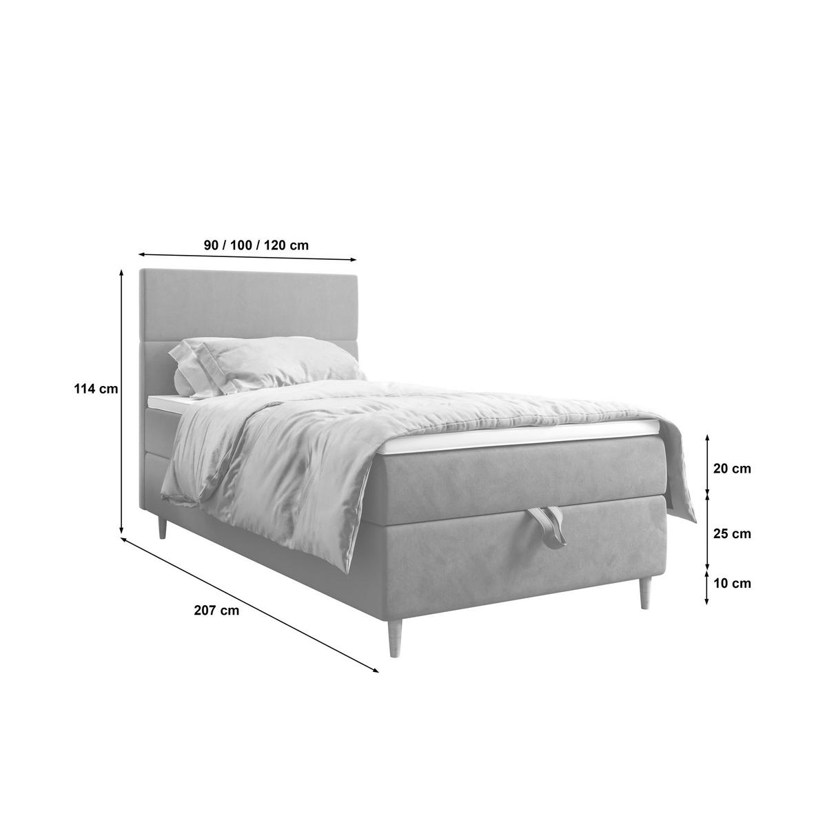 BOXBETT FLO 120x200 Itaka 16, mit Matratze H3, Bonell und Topper, Creme - Creme, Holz/Textil (120/200cm) - Bedante