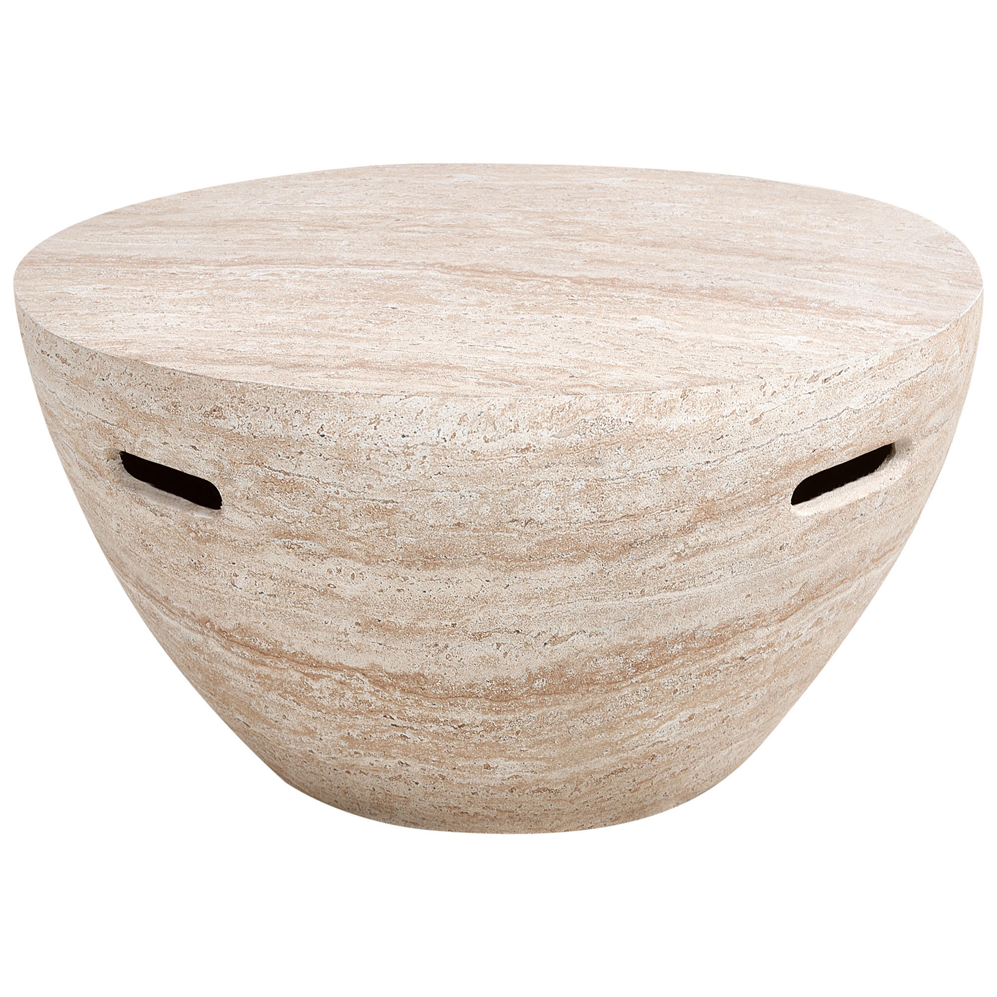 KONFERENČNÍ STOLEK 68/68 cm Imitace travertinu Vicarello - béžová, přírodní materiály (68/68/36cm) - Beliani