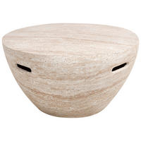 KONFERENČNÍ STOLEK 68/68 cm Imitace travertinu Vicarello - béžová, přírodní materiály (68/68/36cm) - Beliani
