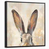 LEINWAND Bilder mit Rahmen - Hase - Ohren - Braun - 50x50 - Beige, Textil (50/50cm) - MuchoWow