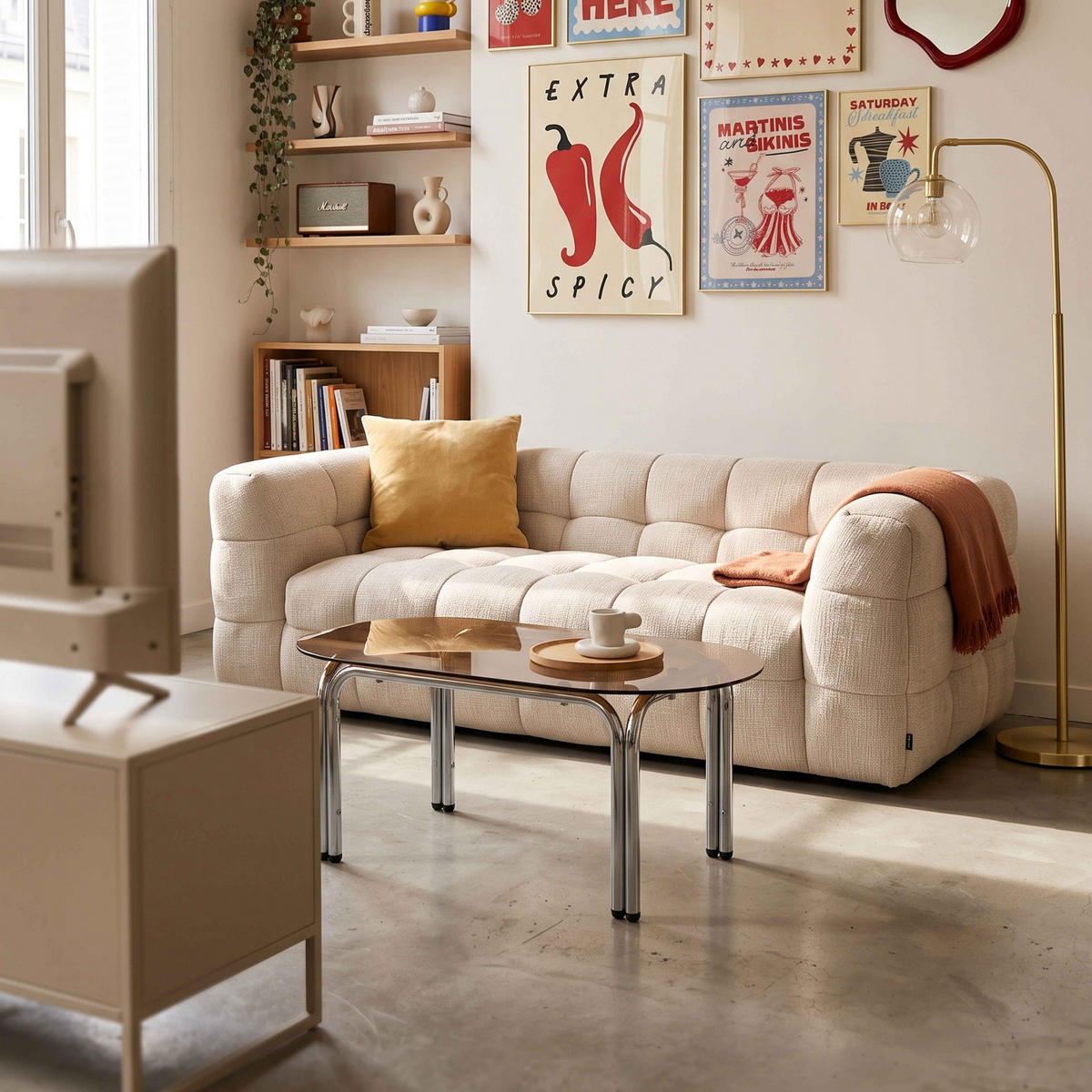 SOFA 3-Sitzer, Weiß - Weiß, Holz/Textil (228/69/102cm) - Oviala