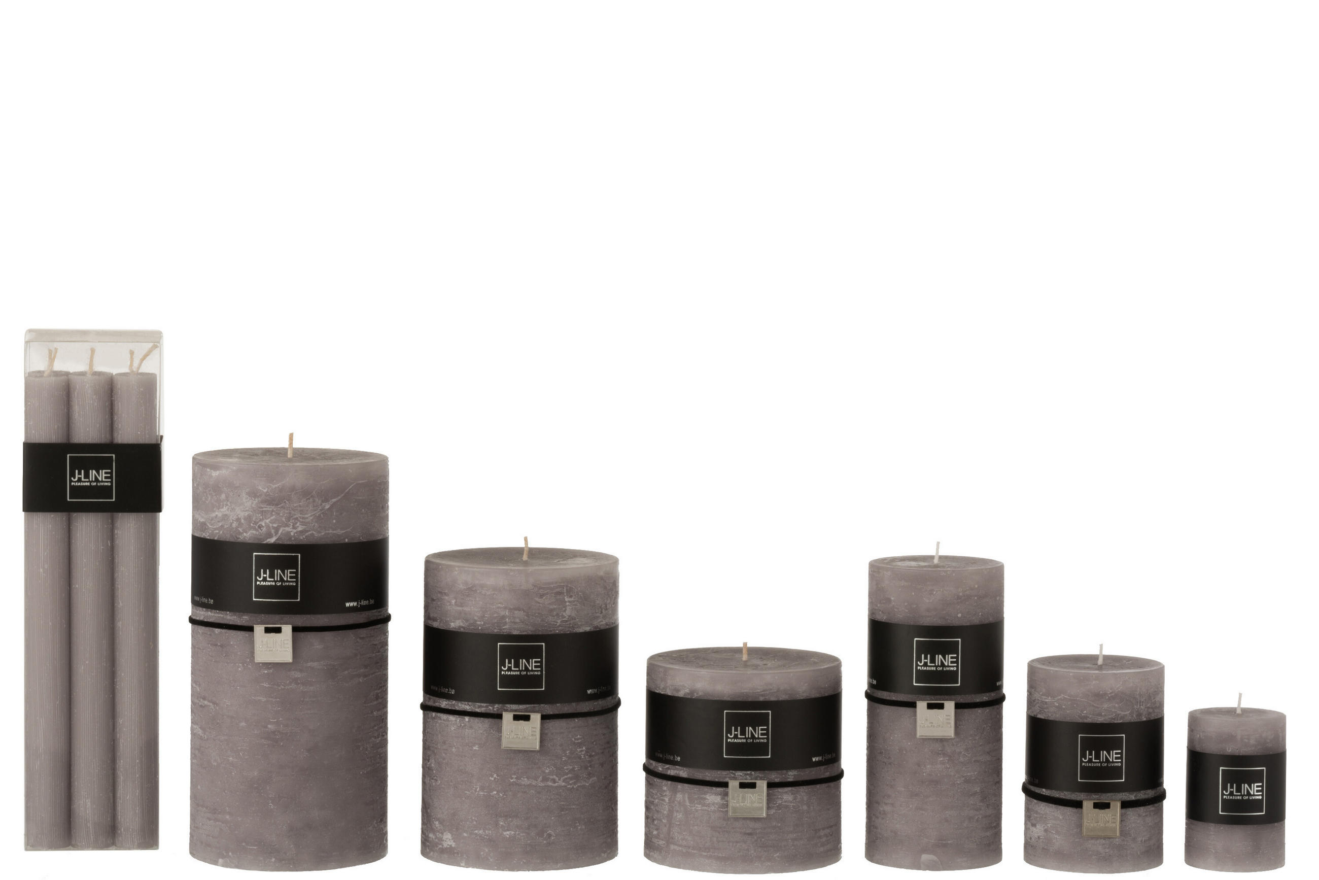 DUFTKERZE AURA - Dunkelgrau - 9 Std. - 6er set - Grau, Paraffin (4.5/24/7cm) - J-Line