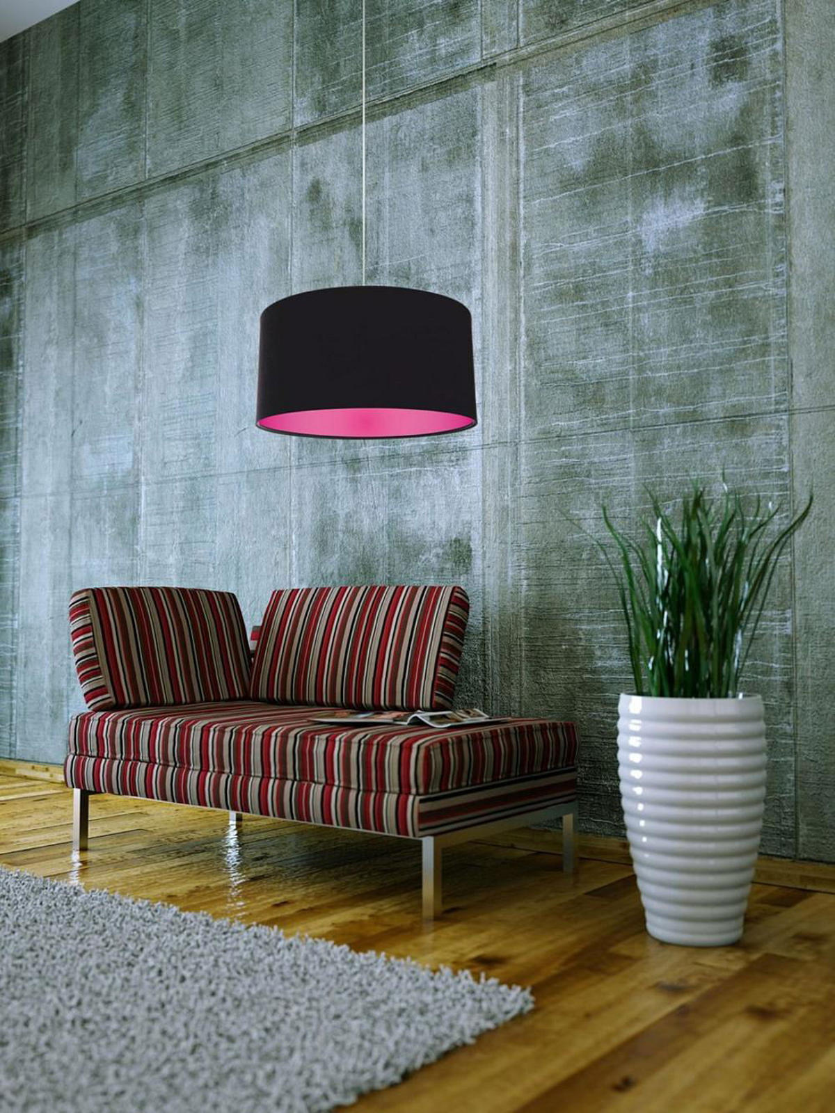HÄNGELEUCHTE Rosa 40/20 cm - Pink/Schwarz, Kunststoff (40/0.6/20cm) - ONZENO