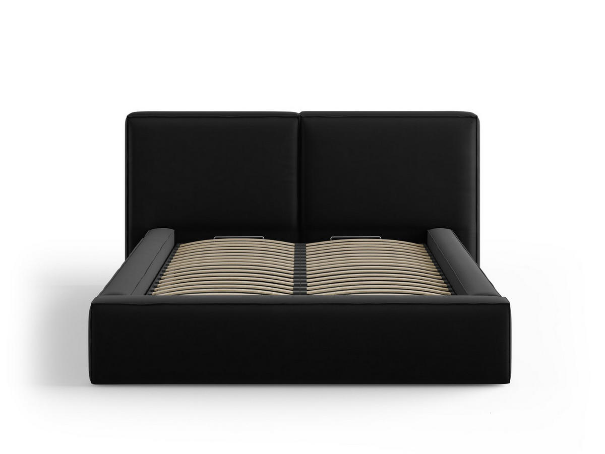 BETT mit Bettkasten und Kopfteil Jodie aus Samt schwarz 140x200cm - Schwarz, Textil (140/200cm) - Micadoni