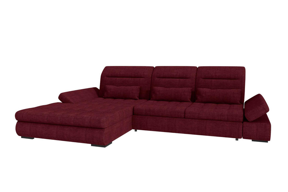 ECKSOFA Toscana Plus Velours inkl. Schlaffunktion - Bordeaux, Textil (179/300cm) - 99rooms