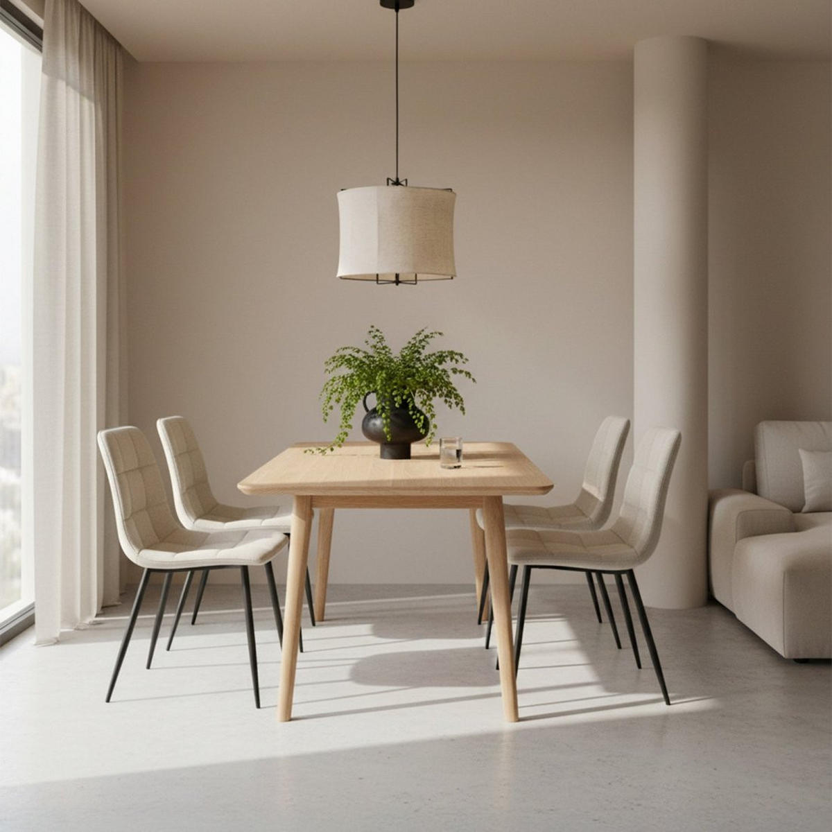 ESSZIMMERSTUHL Ailan Beige 43 cm x 88 cm 4er-Set - Beige, Textil (43/88/56cm) - Klast Home