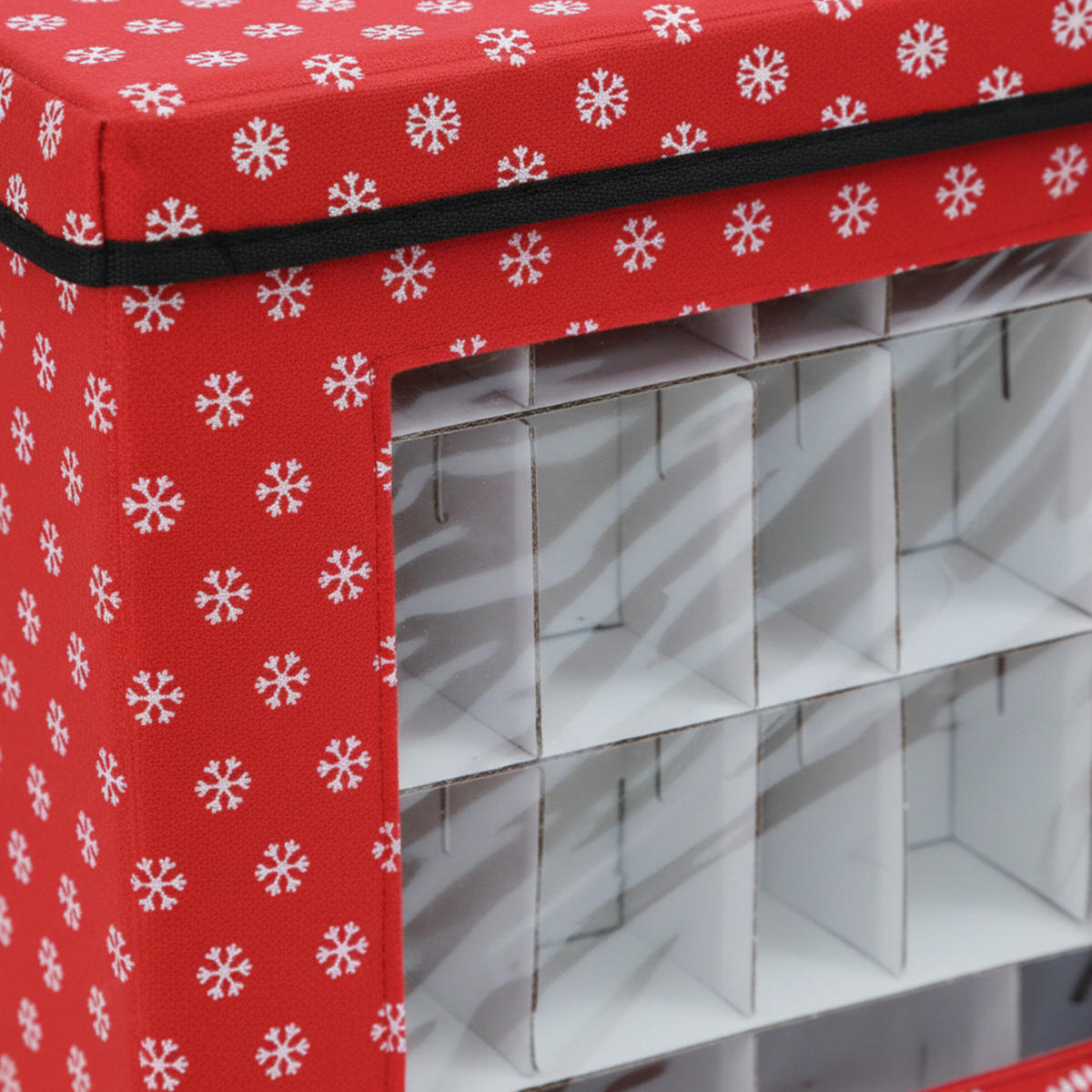 3XWEIHNACHTSKUGEL-AUFBEWAHRUNGSBOX - Rot, Wellpappe/Kunststoff (33/33/33cm) - Relaxdays