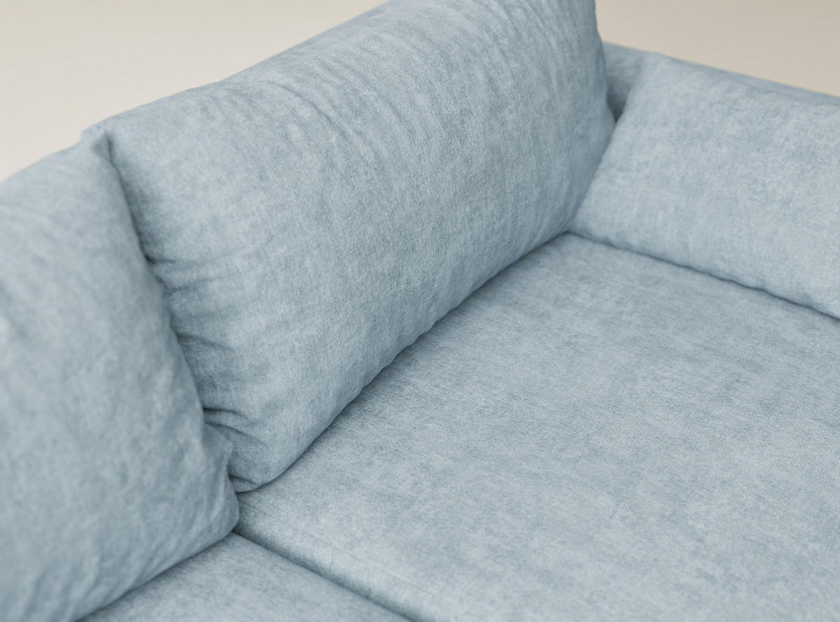 ECKSOFA MIT SCHLAFFUNKTION Leon Hellblau Webstoff - Schwarz/Hellblau, Holz/Holzwerkstoff (148/239cm) - Maison de Reve
