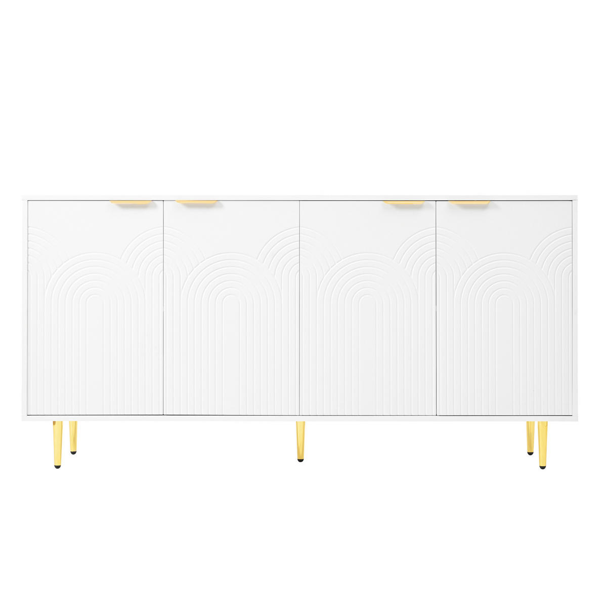 SIDEBOARD 160/40/80 cm weiß aus MDF und Spanplatte mit 4 Türen - Weiß, Holzwerkstoff (160/80/40cm) - OKWISH