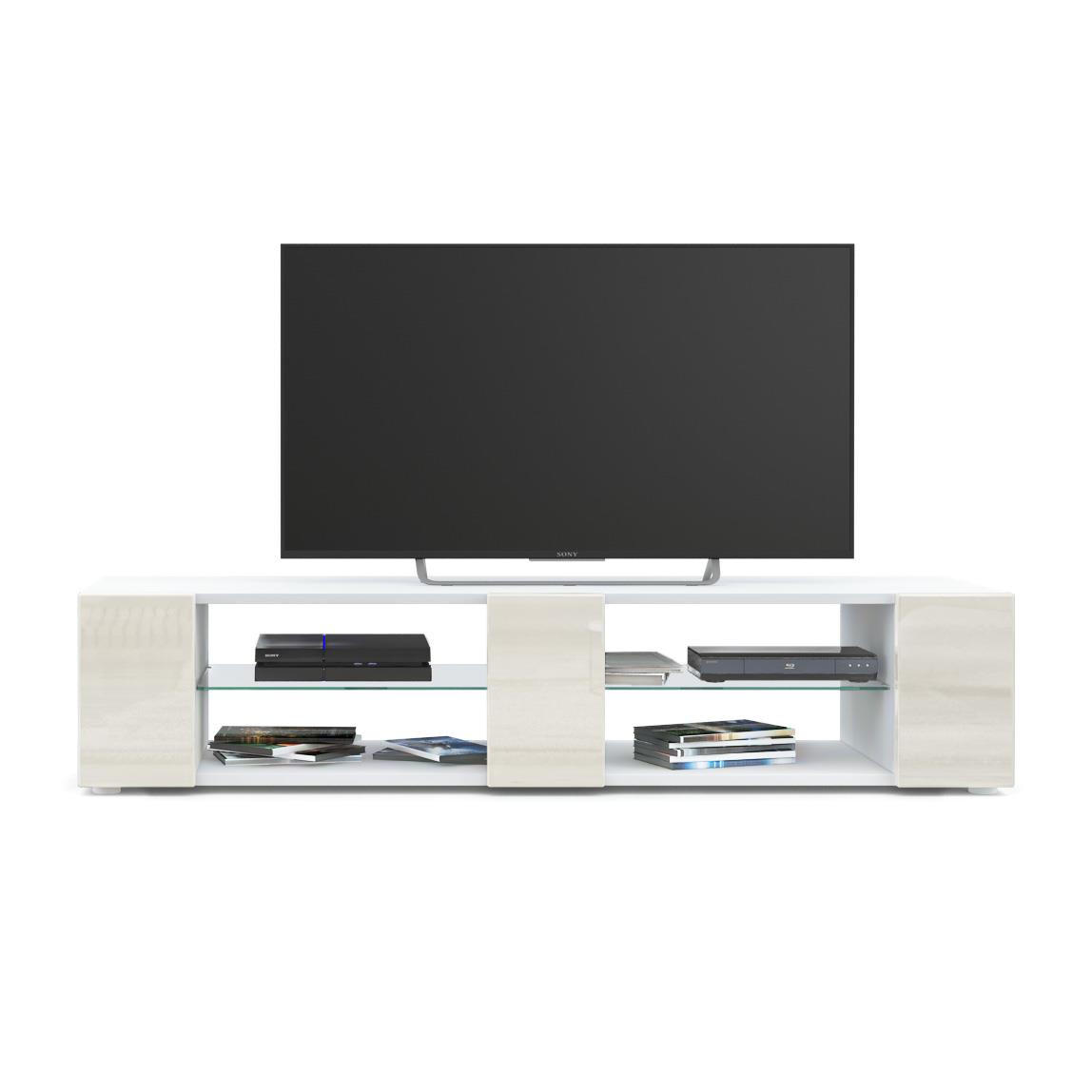 LOWBOARD Movie Fronten in Creme Hochglanz - Creme, Holzwerkstoff (134/29/39cm) - Vladon