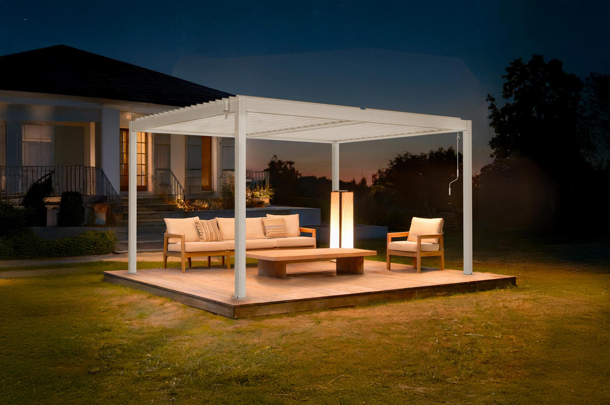 PERGOLA BIOKLIMATISCHE SELBSTTRAGENDE Piana weißem 4m x 3m - Weiß, Metall (304/218/304cm) - Cazeboo