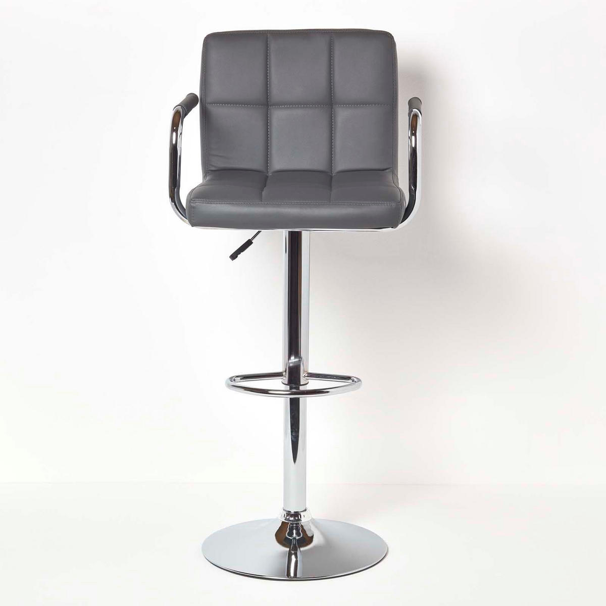 BARSTUHL Bramley mit Lehne, Kunstleder, drehbar & höhenverstellbar - Grau, Textil (44/113/44cm) - Homescapes