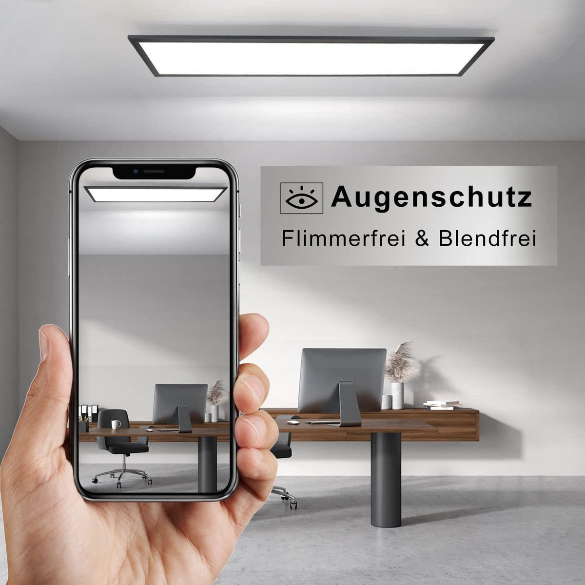 LED-DECKENLEUCHTE Nelly 120/30/1 cm - Schwarz, Metall (120/30/1cm) - Nettlife
