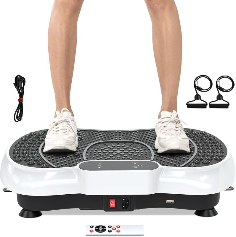 VIBRATIONSPLATTE für Zuhause – 99 Intensitätsstufen, Ganzkörpertraining, Muskelaufbau - Weiß, Kunststoff (43/19/59cm) - Kaket