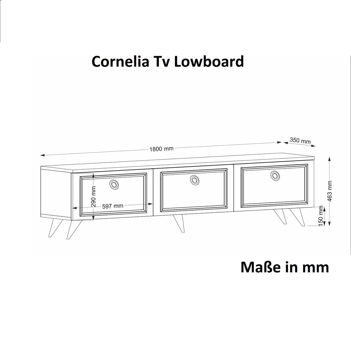 TV-LOWBOARD Cornelia Weiß - Goldfarben/Weiß, Holzwerkstoff/Kunststoff (180/46.3/35cm) - moebel17
