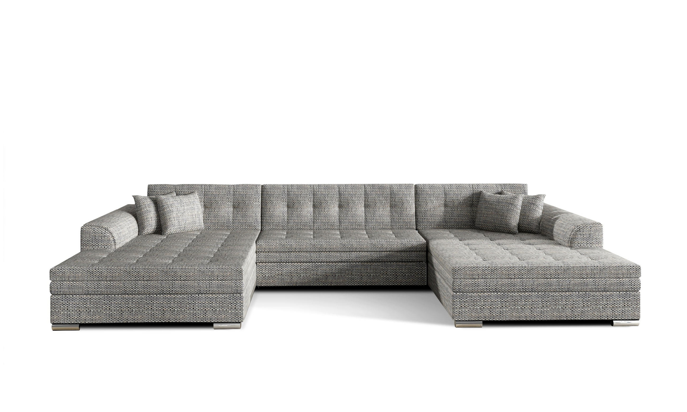 WOHNLANDSCHAFT VENTO U-Form – Großzügiges Ecksofa mit Schlaffunktion & Kissen 359 cm - Grau, Kunststoff (359/78/165cm) - Wohnideebilder