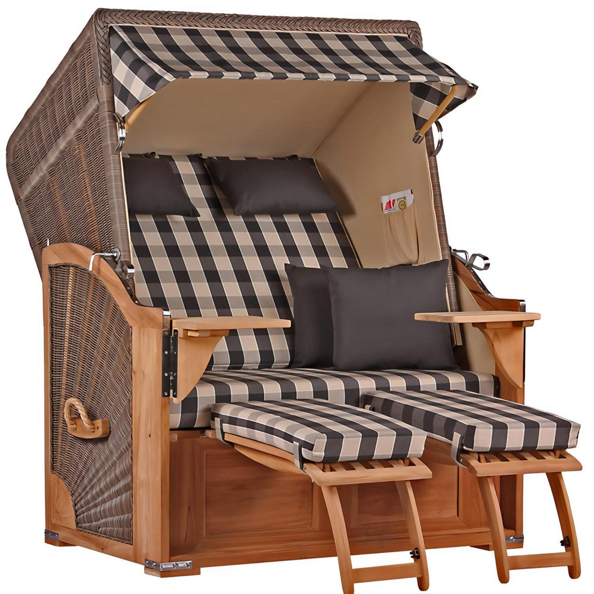 STRANDKORB Komplettset Seeblick - Braun, Naturmaterialien/Metall (125/170/80cm) - Mr. Deko
