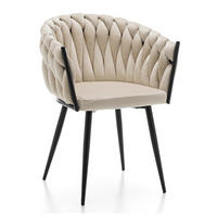 STUHL LATINA gepolstert mit Steppung - beige - Samt Velours - Beige/Schwarz, Textil/Metall (60/83/55cm) - NEW HOME