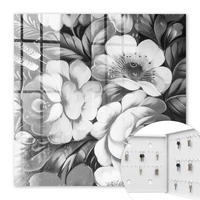 SCHLÜSSELBOX Weiß 30x30 cm – Türöffnung nach rechts - Monochromatische Blumen - Grau, Metall (30/30/5cm) - TULUP