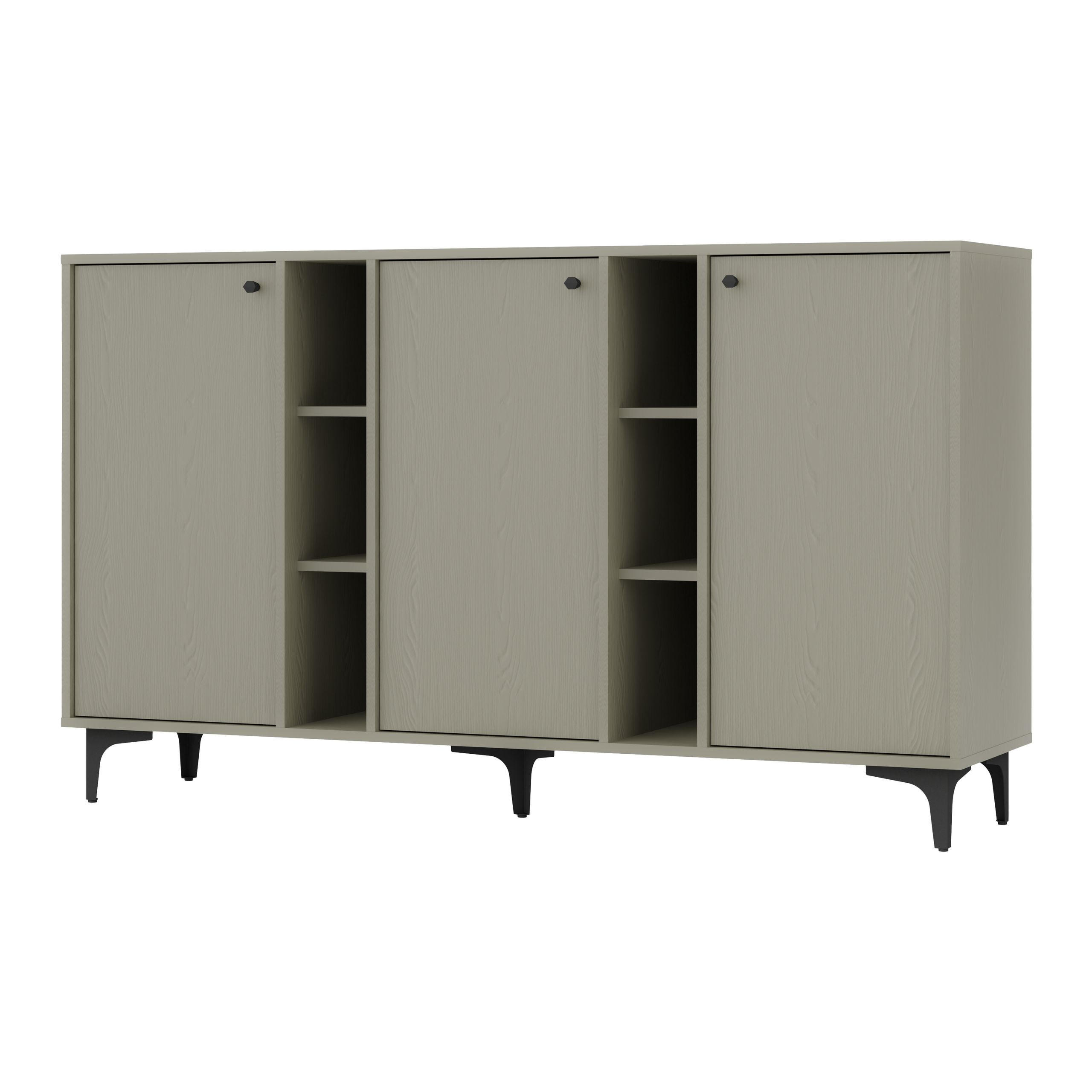 SIDEBOARD TORINO 158/94/41 cm mit 3 Türen Hellgrün - Hellgrün, Holzwerkstoff (158/94/41cm) - MASSENO