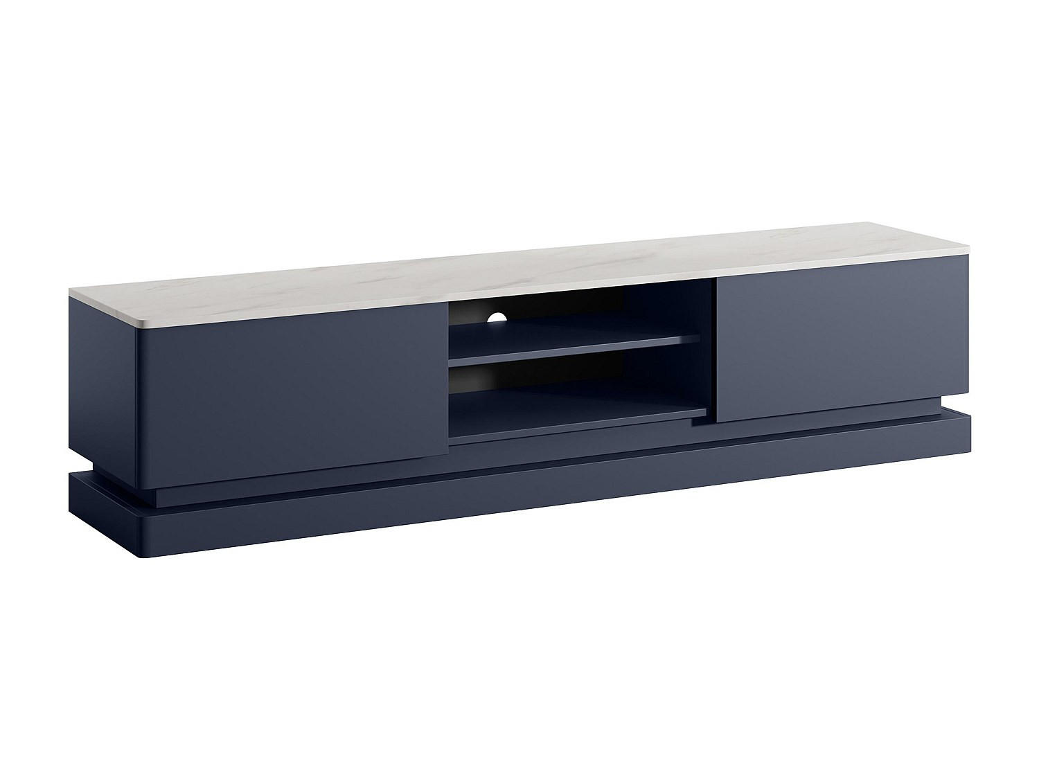 TV-BOARD - 190 cmcm x 40 cmcm - Holz, Platte - Marineblau, Weiß - DEVIKA - Dunkelblau/Weiß, Holz (190/44/40cm) - Vente-Unique