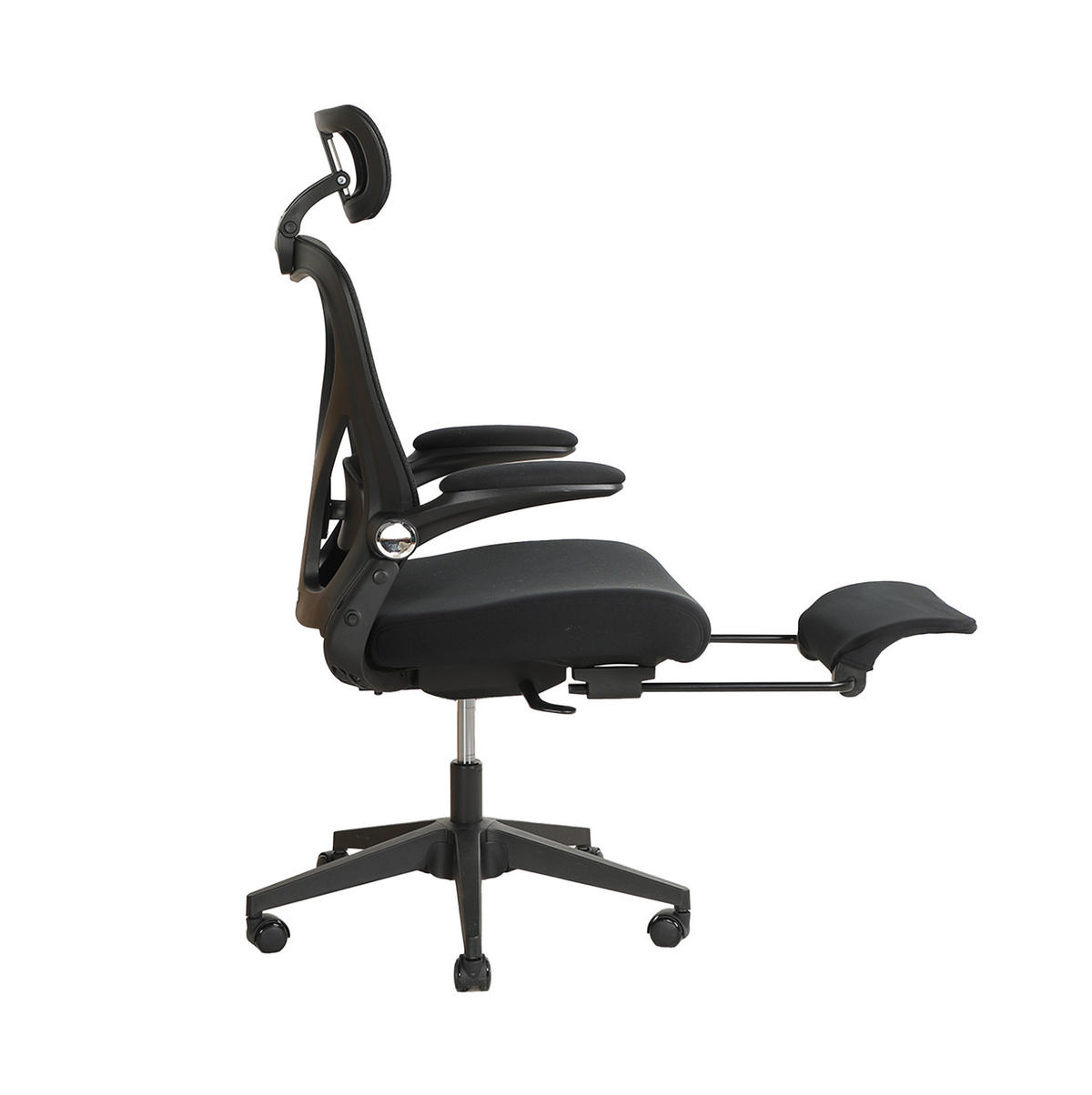 DREHSTUHL 67/67/129 cm schwarz aus Schaumstoff mit 3D-Kopfstütze und Klappfunktion - Schwarz, Kunststoff (62/129/48.5cm) - OKWISH