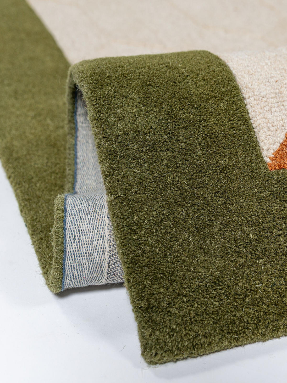 TEPPICHLÄUFER handgetuftet DARENT, Wabenmuster, Erdtöne-Grün, 60 x 230 cm - Grün, Textil (60/230cm) - KADIMA DESIGN