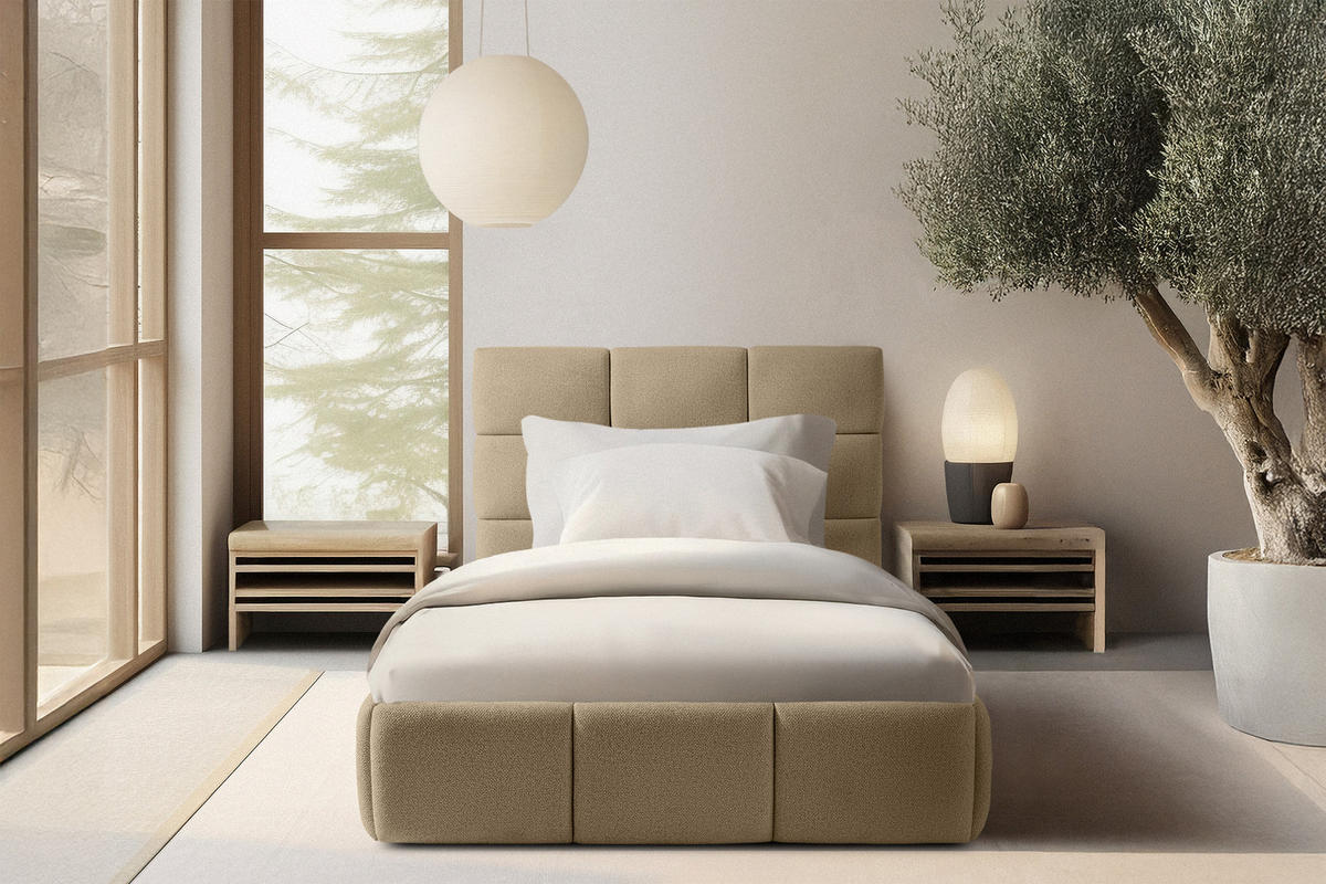 POLSTERBETT ALTOS Einzelbett, Bouclé, gelb - Gelb, Holz/Holzwerkstoff (120/200cm) - KONSIMO®