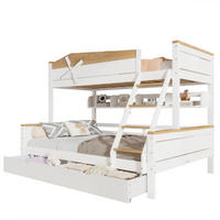 ETAGENBETT 90/200 cm mit Windmühle Weiß+Natur aus Kiefer und MDF mit Regalen und Schubladen - Weiß, Holzwerkstoff (90/200cm) - OKWISH