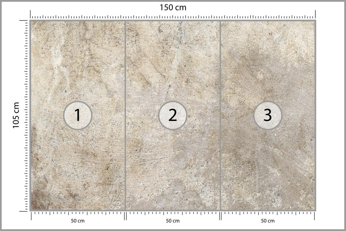 FOTOTAPETE für Wohnzimmer Mauer Beton Modern Beige Stil 150x105 - Beige/Braun, Papier (150/105cm) - Muralo