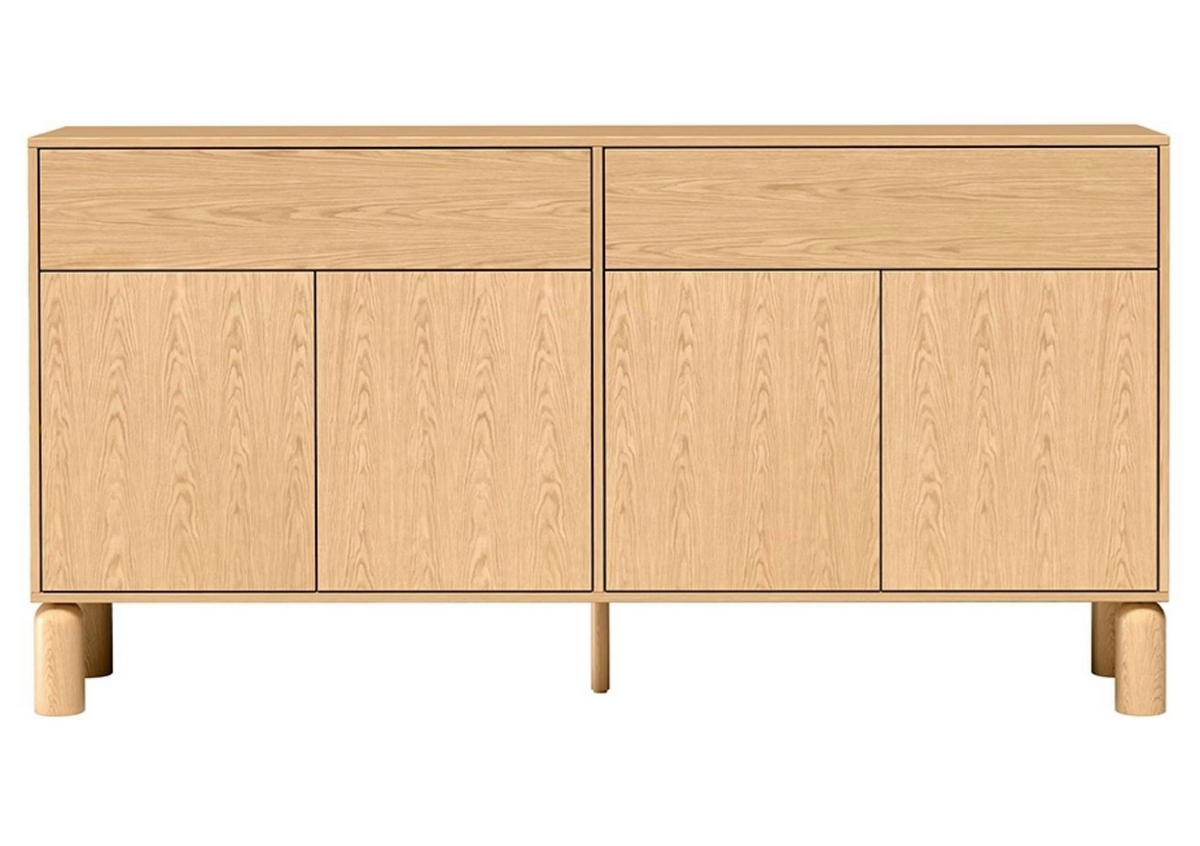 KOMMODE Sanden Eiche, zweitürige Sideboard mit Schubladen - Eichefarben, Holzwerkstoff (180/92/41cm) - Bettso