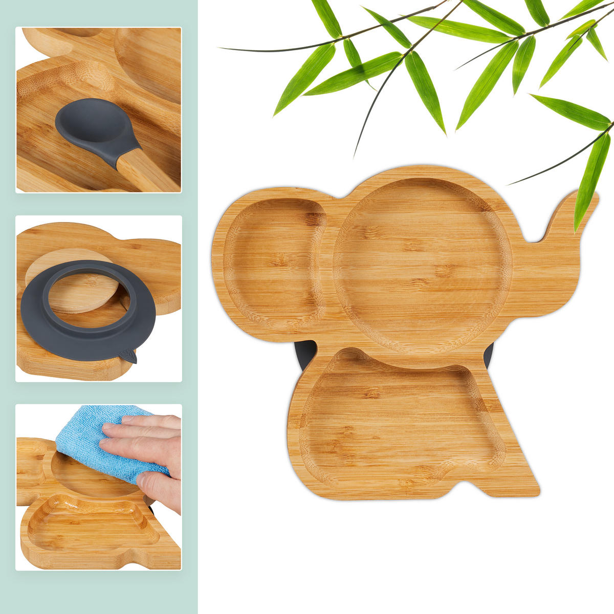 DETSKÉ menu - svetlohnedá, drevo/plast (21.5/3/18.5cm) - Relaxdays