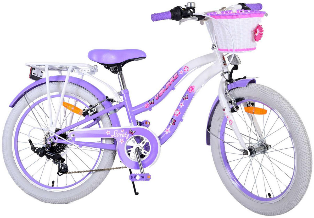 KINDERFAHRRAD Lovely - Mädchen - 20 Zoll - 2 Handbremsen - 7 Gänge - Lila - Lila, Metall (82cm) - TPFSports