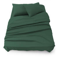 BETTLAKEN 3er Set - Spannbettlaken 180x200x30cm 2X Kissenbezug 50x80cm - Dunkelgrün - Dunkelgrün, Textil (180/200cm)