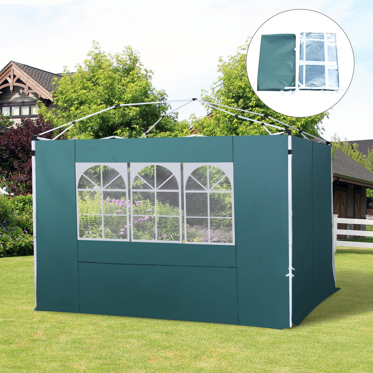 PAVILLON-SEITENTEIL Grun 1 Stück - Grün, Naturmaterialien (295/200cm) - GiPP