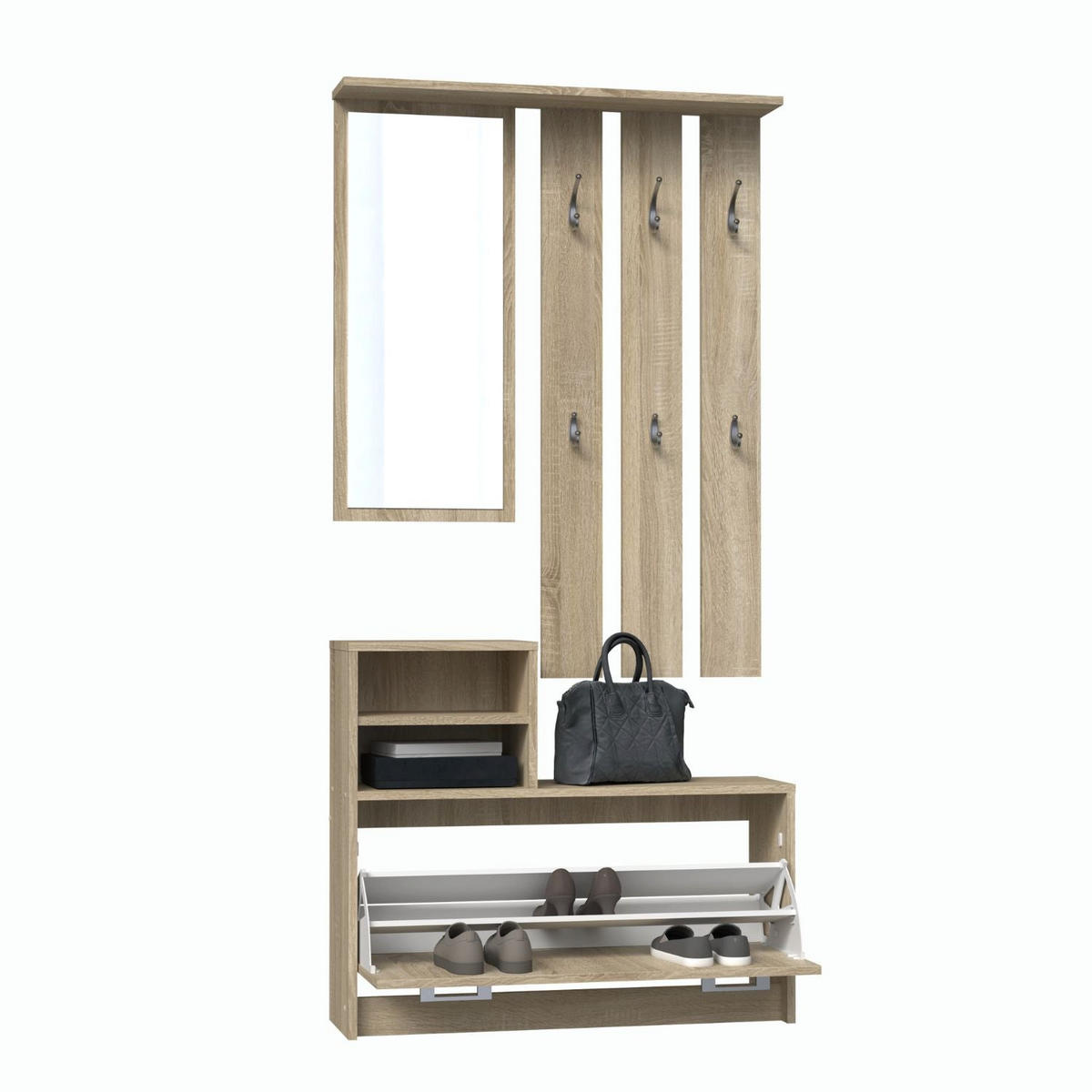 GARDEROBENSET Verena 2-tlg - Sonoma Eiche, Holzwerkstoff (85/180/24cm) - kommodly