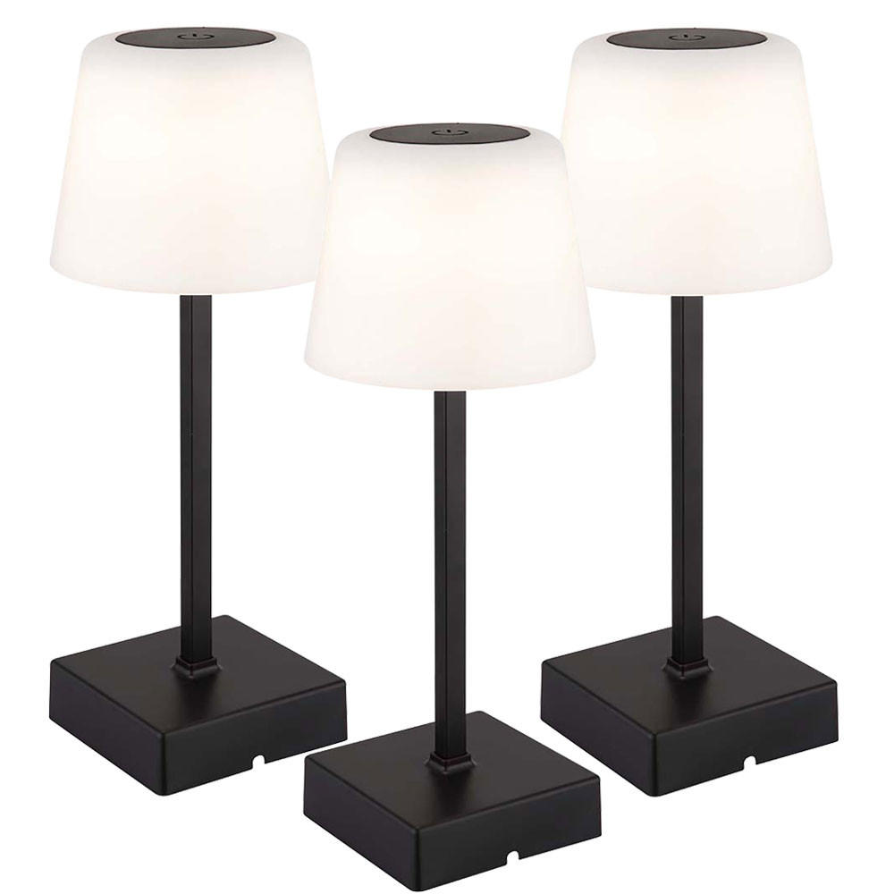 TISCHLEUCHTE XAYDEN Aluminium Schwarz, LED, Akku, 3er Set - Schwarz, Metall (8.5/8.5/25.5cm) - Globo Lighting