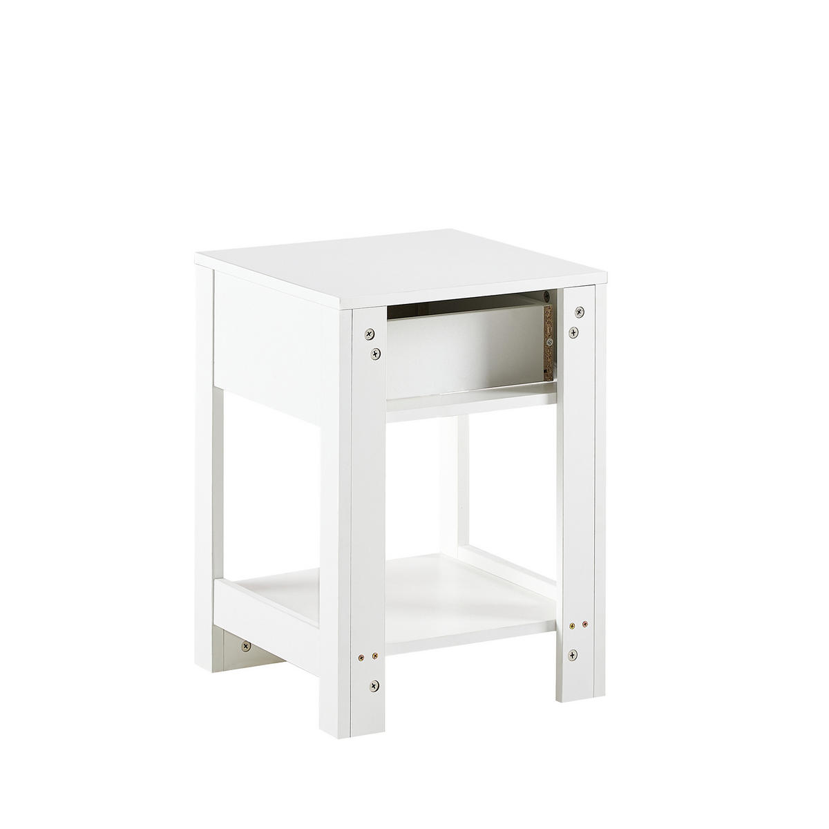 BEISTELLTISCH/NACHTTISCH in Rattan-Optik mit Schublade, MDF, 40/40/55 cm, Natur/Weiß - Weiß, Holzwerkstoff (40/55/40cm) - Redom