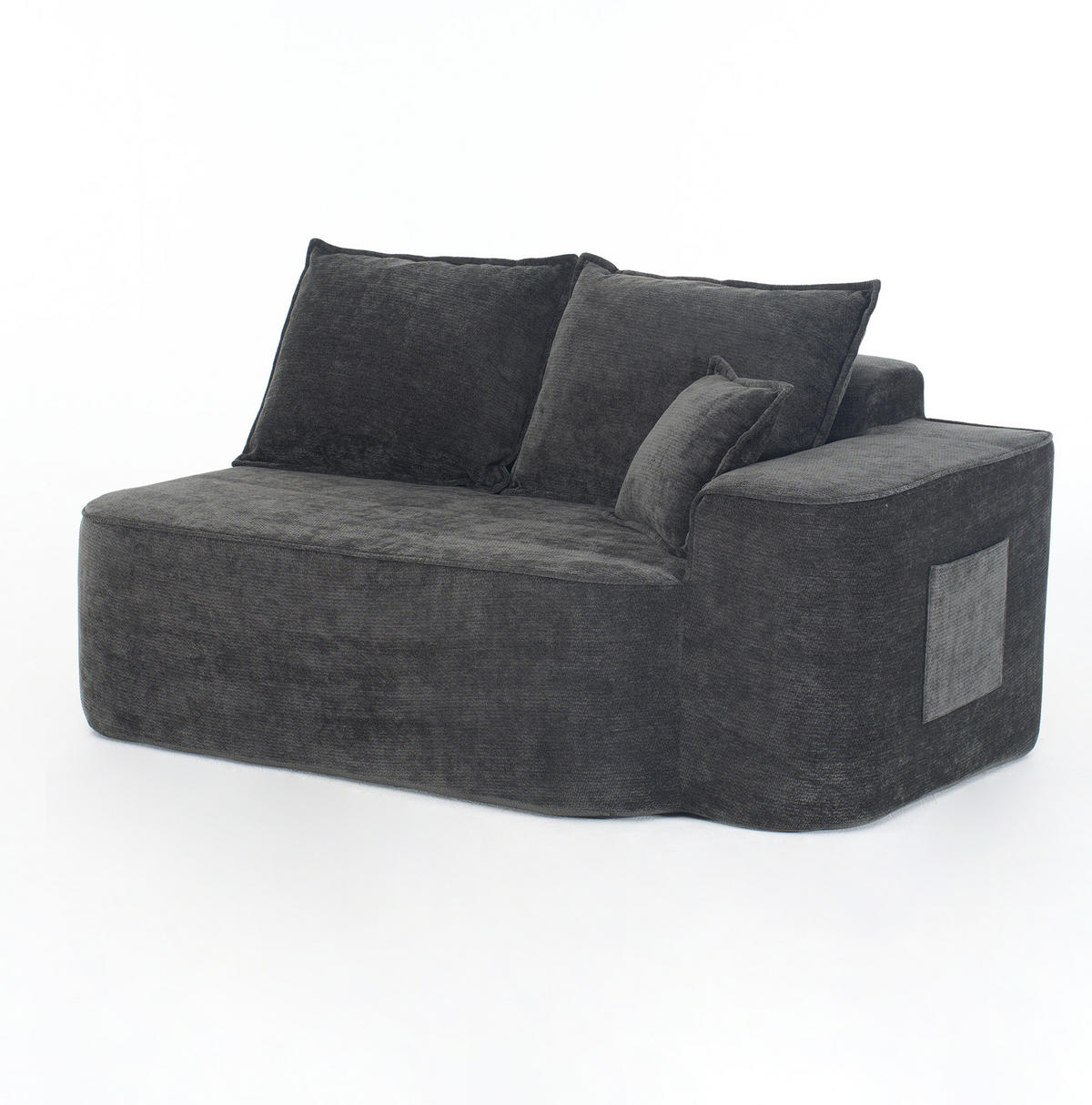 ECKSOFA 264 cm aus Chenille mit modularem L-Form-Design Schwarz - Schwarz, Textil (144/262cm) - Modenvie