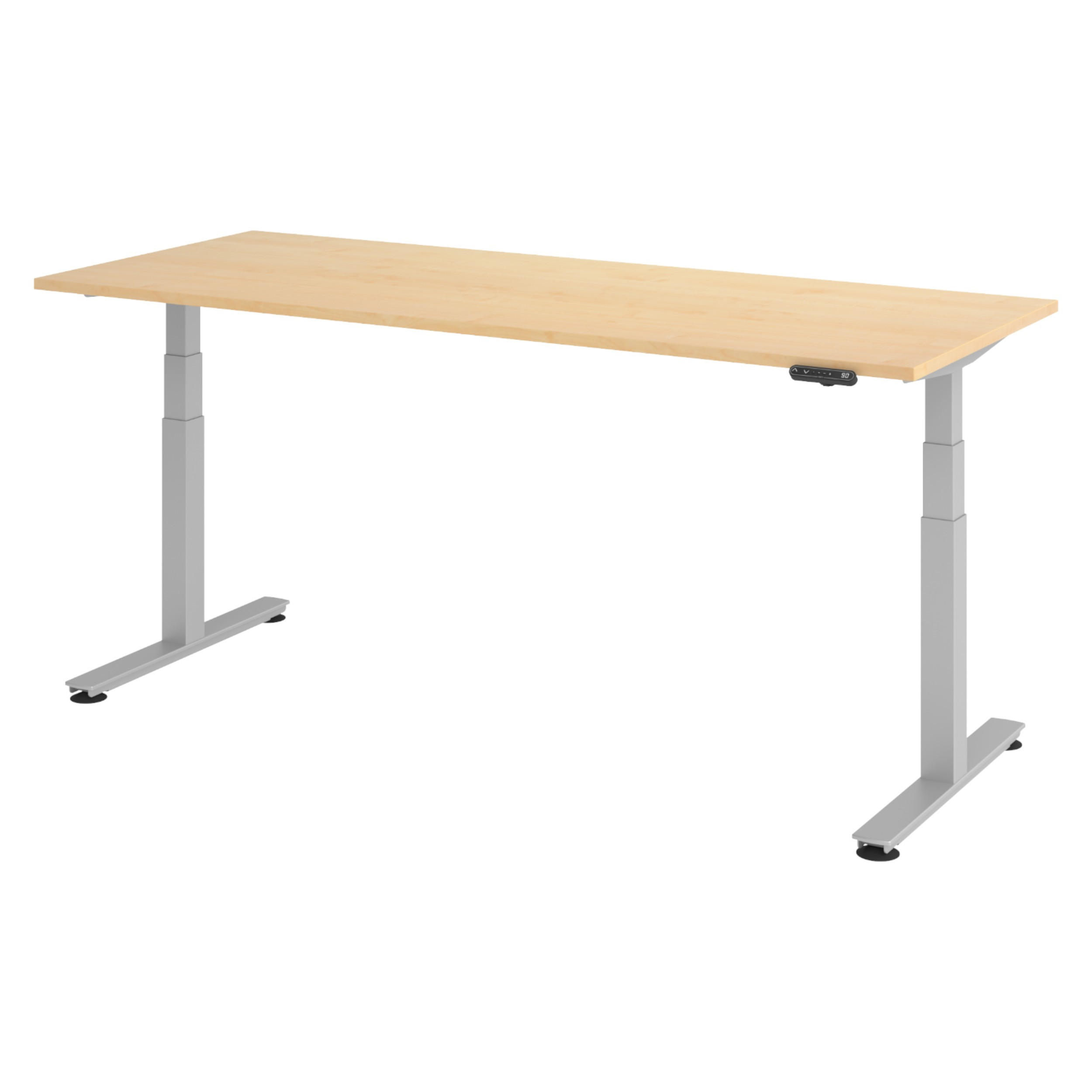 bümö Schreibtisch Ahorn, Silber 200x74x80 cm